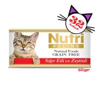 Nutri Feline Sığır Etli&Zeytinli 85Gr Nutri Yaş Kedi Maması 32Adet