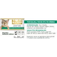 Nutri Feline Ton&Tavuk Etli Ciğerli 85Gr Nutri Yaş Kedi Maması 24Adet