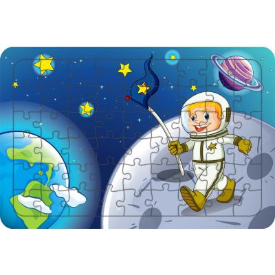 Astronot Çocuk 54 Parça Ahşap Çocuk Puzzle Yapboz