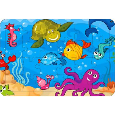 Deniz Canlıları 2  24 Parça Ahşap Çerçeveli Puzzle Yapboz