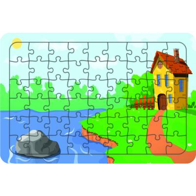 Doğadaki Ev 54 Parça Ahşap Çocuk Puzzle Yapboz