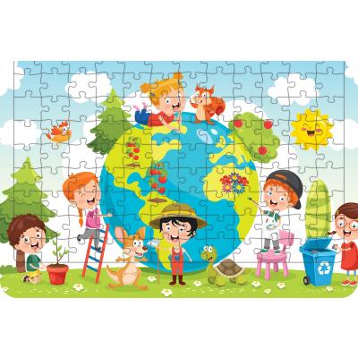Dünya Ve Çocuklar 108 Parça Ahşap Çocuk Puzzle Yapboz