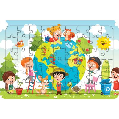 Dünya Ve Çocuklar 54 Parça Ahşap Çocuk Puzzle Yapboz