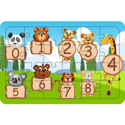 Hayvanlar Ve Sayılar 24 Parça Ahşap Çocuk Puzzle Yapboz