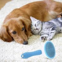 Pet Miyav® Kedi Köpek Tüy Toplayıcı Kendini Temizleyebilen Ergonomik Saplı Evcil Hayvan Tarağı Mavi