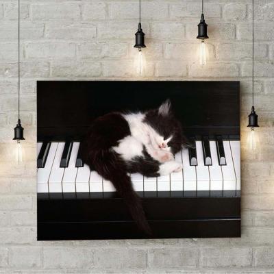 Piyano Ve Kedi Kanvas Tablo