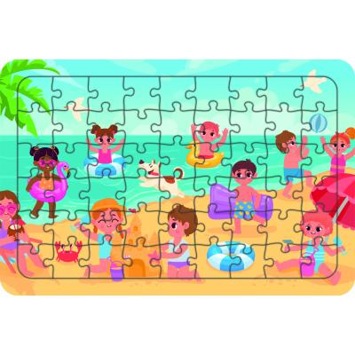 Plajdaki Çocuklar 54 Parça Ahşap Çocuk Puzzle Yapboz