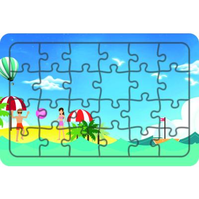 Plajdaki İnsanlar 24 Parça Ahşap Çocuk Puzzle Yapboz