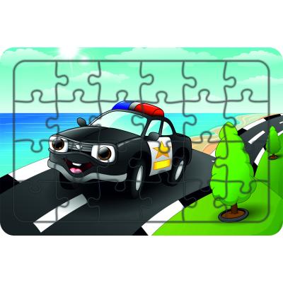 Polis Arabası 24 Parça Ahşap Çocuk Puzzle Yapboz