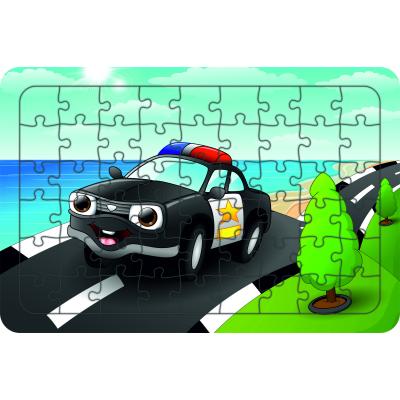 Polis Arabası 54 Parça Ahşap Çocuk Puzzle Yapboz