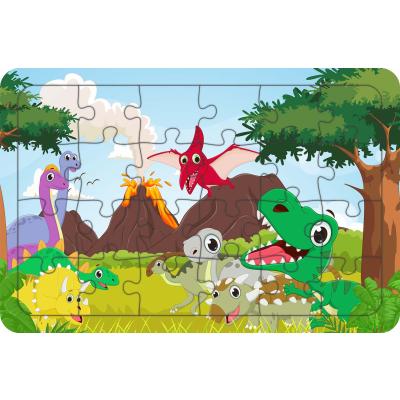 Sevimli Dinozorlar 24 Parça Ahşap Çocuk Puzzle Yapboz Model 2
