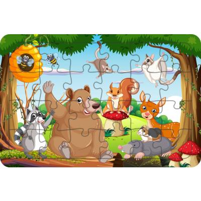 Sevimli Hayvanlar 24 Parça Ahşap Çocuk Puzzle Yapboz