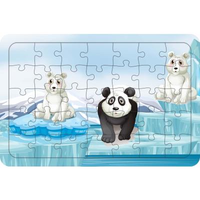 Sevimli Kutup Ayıları 35 Parça Ahşap Çocuk Puzzle Yapboz