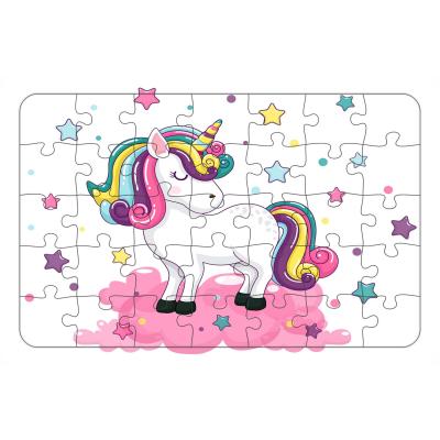 Sevimli Unicorn 35 Parça Ahşap Çocuk Puzzle Yapboz Model 1