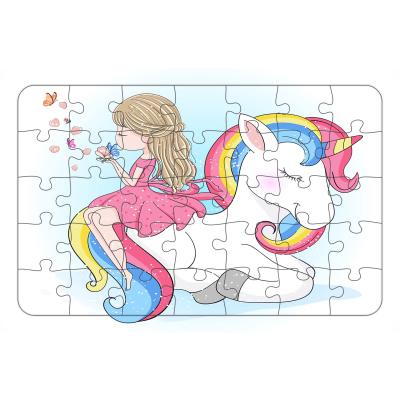 Sevimli Unicorn 35 Parça Ahşap Çocuk Puzzle Yapboz Model 2