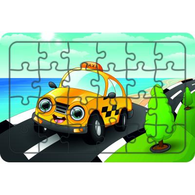 Taksi 24 Parça Ahşap Çocuk Puzzle Yapboz