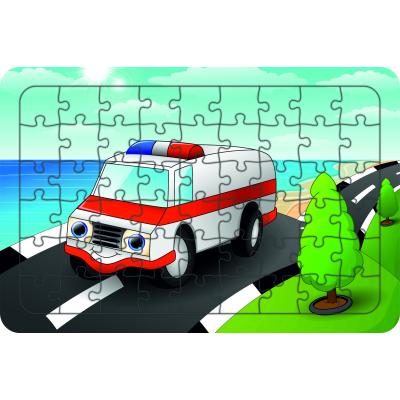 Ambulans 54 Parça Ahşap Çocuk Puzzle Yapboz