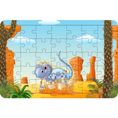 Anne Ve Bebek Dinozorlar 35 Parça Ahşap Çocuk Puzzle Yapboz Model 2