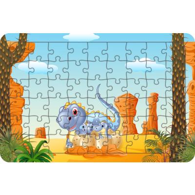 Anne Ve Bebek Dinozorlar 54 Parça Ahşap Çocuk Puzzle Yapboz Model 2