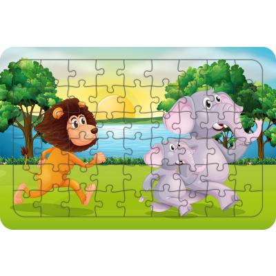 Aslan Ve Filler 54 Parça Ahşap Çocuk Puzzle Yapboz