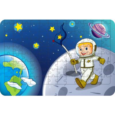 Astronot Çocuk 108 Parça Ahşap Çocuk Puzzle Yapboz