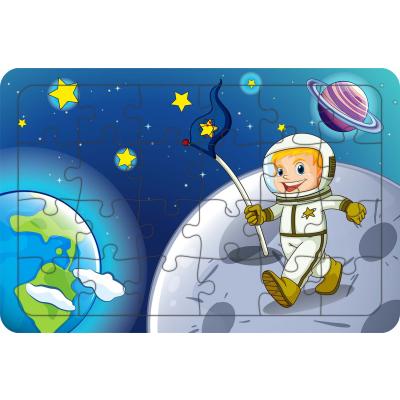 Astronot Çocuk 24 Parça Ahşap Çocuk Puzzle Yapboz
