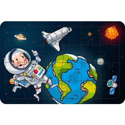 Astronot Ve Dünya 24 Parça Ahşap Çocuk Puzzle Yapboz