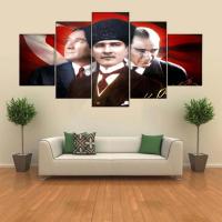 Atatürk 5 Parçalı Kanvas Tablo