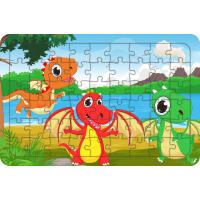 Bebek Dinozorlar 54 Parça Ahşap Çocuk Puzzle Yapboz