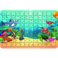 Deniz Canlıları 108 Parça Ahşap Çocuk Puzzle Yapboz Model 14