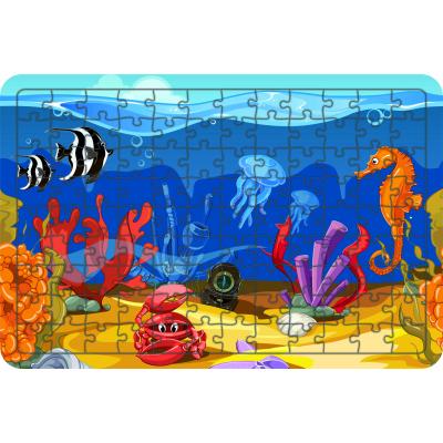 Deniz Canlıları 108 Parça Ahşap Çocuk Puzzle Yapboz Model 8