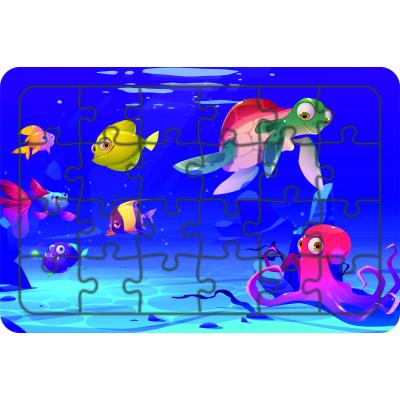 Deniz Canlıları 24 Parça Ahşap Çocuk Puzzle Yapboz Model 15