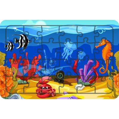 Deniz Canlıları 24 Parça Ahşap Çocuk Puzzle Yapboz Model 8