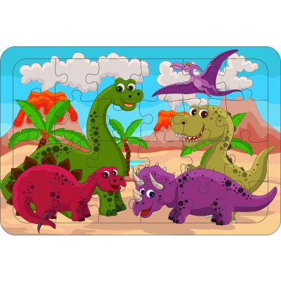 Dinozor 3  24 Parça Ahşap Çerçeveli Puzzle Yapboz