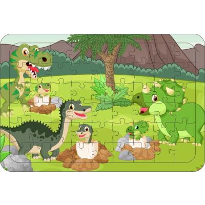 Dinozor 5  54 Parça Ahşap Çerçeveli Puzzle Yapboz