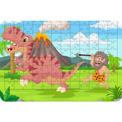 Dinozor Avcısı 108 Parça Ahşap Çocuk Puzzle Yapboz