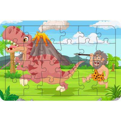 Dinozor Avcısı 24 Parça Ahşap Çocuk Puzzle Yapboz