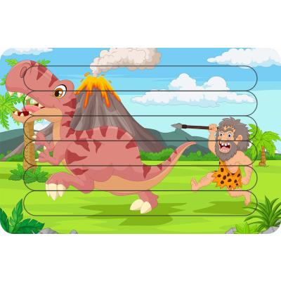 Dinozor Avcısı Çubuk Ahşap Çocuk Puzzle Yapboz