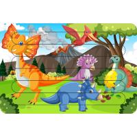 Dinozorlar Çubuk Ahşap Çocuk Puzzle Yapboz Model 1