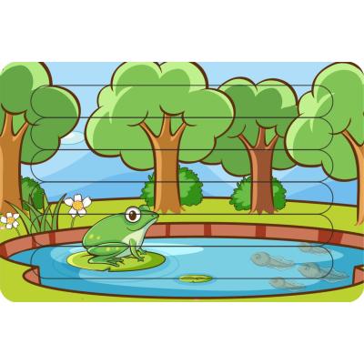Doğadaki Kurbağa Çubuk Ahşap Çocuk Puzzle Yapboz