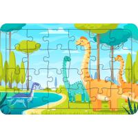 Göldeki Dinozorlar 24 Parça Ahşap Çocuk Puzzle Yapboz
