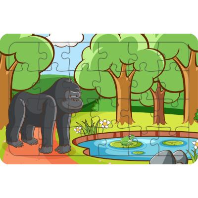 Goril Ve Kurbağa 24 Parça Ahşap Çocuk Puzzle Yapboz
