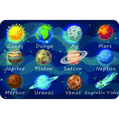 Güneş Sistemi 35 Parça Ahşap Çocuk Puzzle Yapboz Türkçe