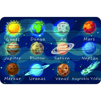 Güneş Sistemi Türkçe Çubuk Ahşap Çocuk Puzzle Yapboz