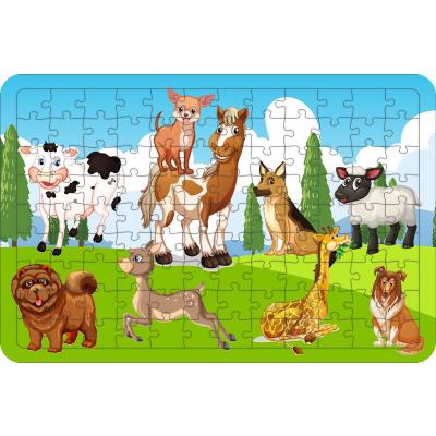 Hayvancıklar 108 Parça Ahşap Çocuk Puzzle Yapboz Model 1