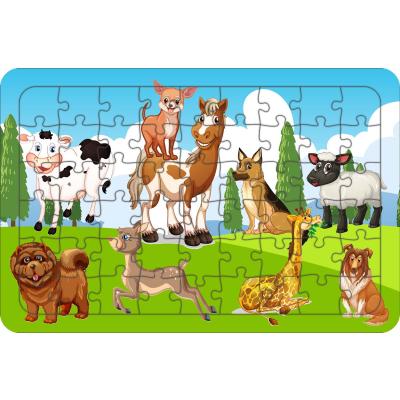 Hayvancıklar 54 Parça Ahşap Çocuk Puzzle Yapboz Model 1