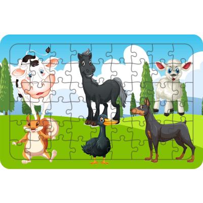 Hayvancıklar 54 Parça Ahşap Çocuk Puzzle Yapboz Model 3