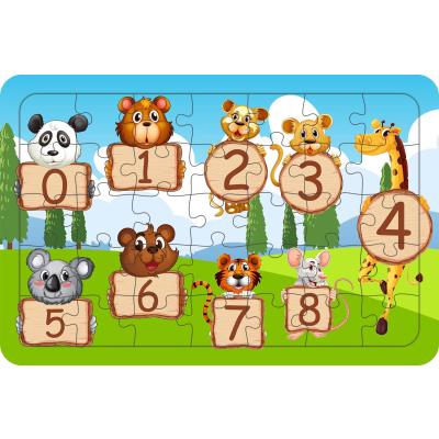 Hayvanlar Ve Sayılar 35 Parça Ahşap Çocuk Puzzle Yapboz