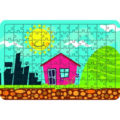 Köy Evi 108 Parça Ahşap Çocuk Puzzle Yapboz