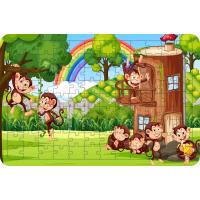 Maymun Evi 108 Parça Ahşap Çocuk Puzzle Yapboz
